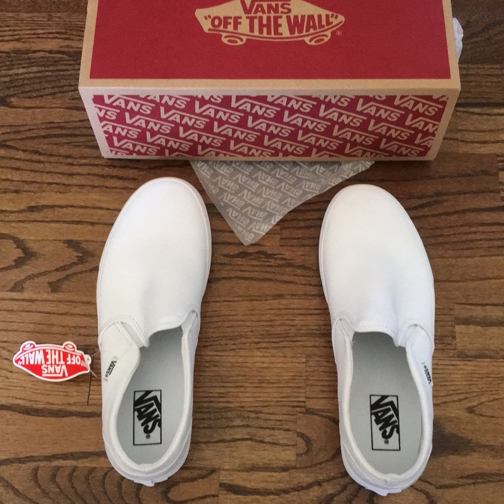 Vans All White Sliders